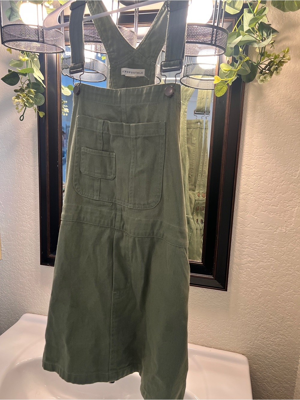 Aeropostale Olive Utility Overall Skirt
